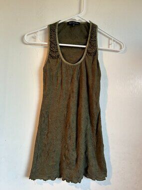 Heart Moon Star - Olive Green Embroidered Tank